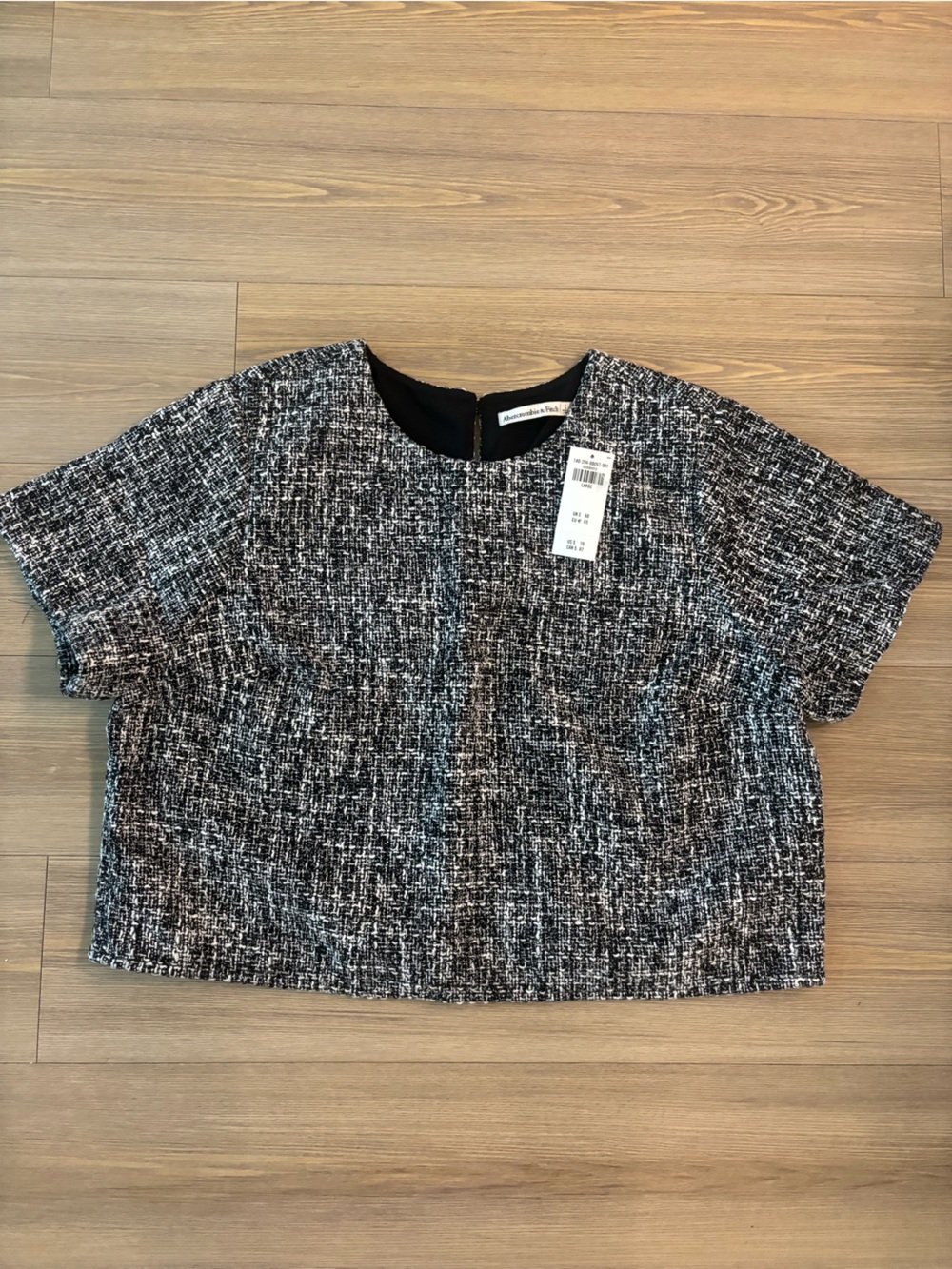 Abercrombie & Fitch Black and White Tweed Cropped Top